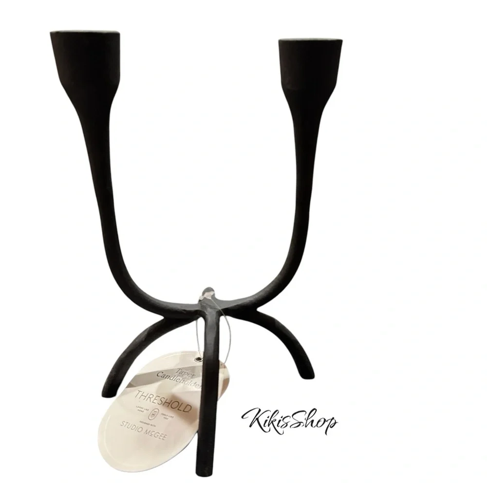 Studio McGee Aluminum Dual Candle Holder Black-Threshold